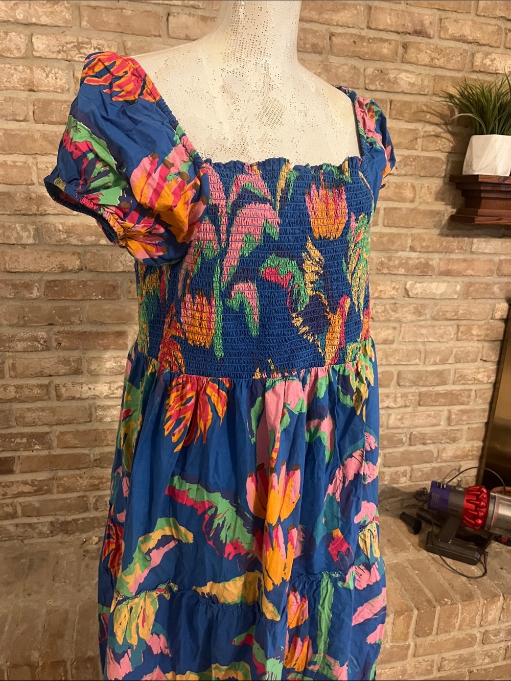 Blue Floral Smocked Maxi Dress - Women - Picture 2 of 6